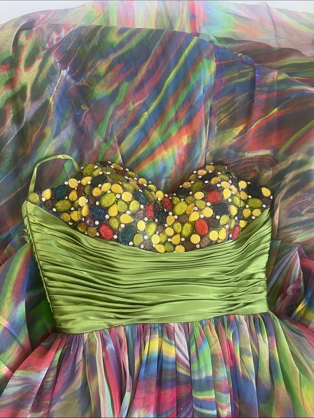 Jovani Strapless Bodice Multi Prom Birthday sparkle jewels rare rave dress - Picture 12 of 13